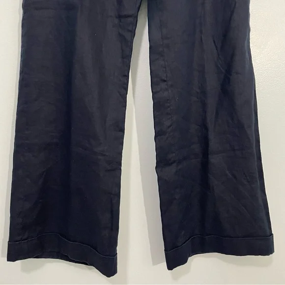 Chaps Navy Blue Linen Wide Leg Pants Size 14 - Picture 4 of 10